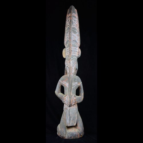 Kneeling Long Nose Ancestor Wearing a Tall Headdress, Murik Lakes - 11110
