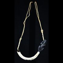 Pig Tusk Necklace with Ebony Human Figure - 11290