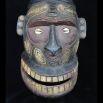 Headhunter Trophy Skull Carving, Sepik River, New Guinea-25-14